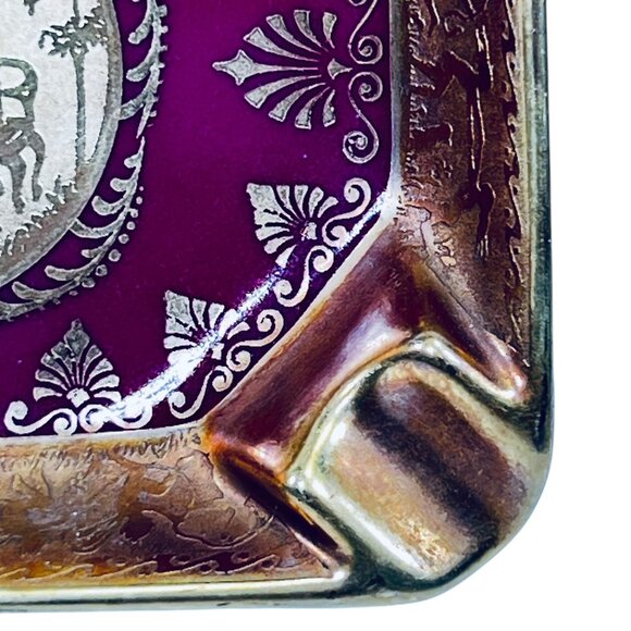 Vintage Decorative Ashtray Tirschenreuth Germany Romantic Silhouette Red Gold - Picture 5 of 11